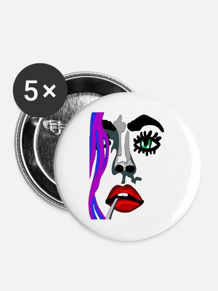 Surreales Farbgesicht Portrait - Buttons groß 56 mm (5er Pack) - Weiß