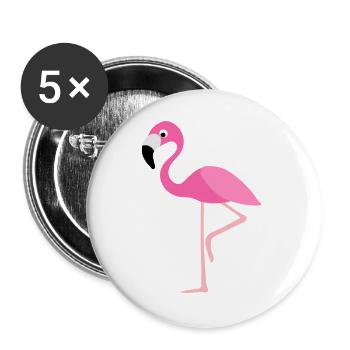 Rosa Flamingo Vektor-Print - Buttons groß 56 mm (5er Pack) - Weiß - Vorne