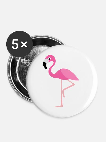 Rosa Flamingo Vektor-Print - Buttons groß 56 mm (5er Pack) - Weiß