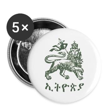 Lion of Judah Jah Rastafari Rasta Reggae Roots - Buttons groß 56 mm (5er Pack) - Weiß - Vorne