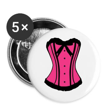 Pinker Korsett Noir-Kontrast - Buttons groß 56 mm (5er Pack) - Weiß - Vorne