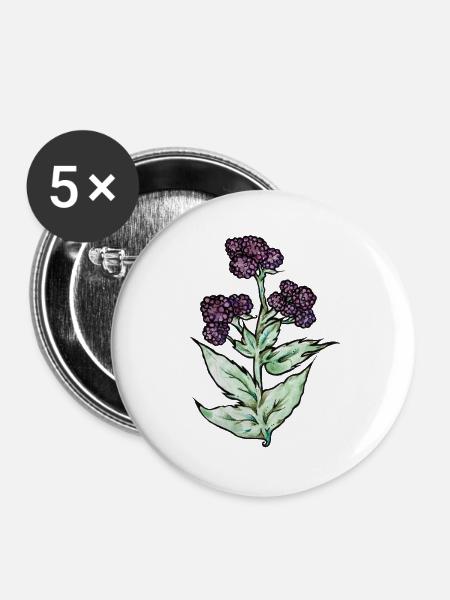 Purple Bloom Botanicals - Buttons groß 56 mm (5er Pack) - Weiß