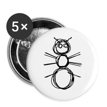 Ameise handgezeichnet - Buttons groß 56 mm (5er Pack) - Weiß - Vorne