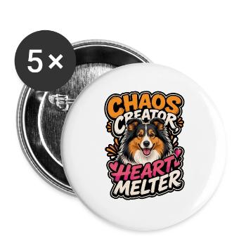 Shetland Shepherd - Buttons groß 56 mm (5er Pack) - Weiß - Vorne