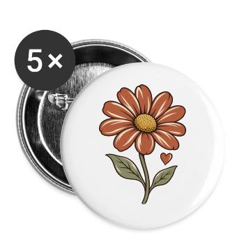 Biene und Blüte – Blüte - Buttons groß 56 mm (5er Pack) - Weiß - Vorne