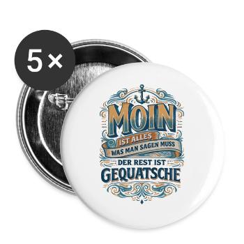 Moin Spruch Vintage – Norddeutscher Humor Anker - Buttons groß 56 mm (5er Pack) - Weiß - Vorne
