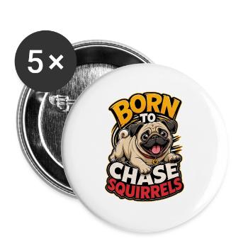 Mops - Buttons groß 56 mm (5er Pack) - Weiß - Vorne