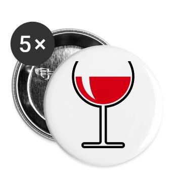 Rotweinglas Rund Offen (Rotwein / Wein / 2C) - Buttons groß 56 mm (5er Pack) - Weiß - Vorne