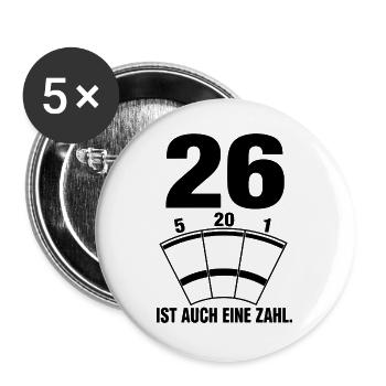 Bed and Breakfast 26 Dartspieler Darts Geschenk - Buttons groß 56 mm (5er Pack) - Weiß - Vorne