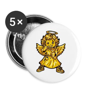 Engel Humor Love - Buttons groß 56 mm (5er Pack) - Weiß - Vorne