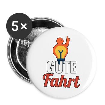 Motorrad Gute Fahrt Spruch - Buttons groß 56 mm (5er Pack) - Weiß - Vorne