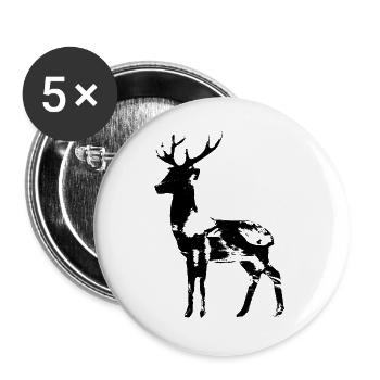 Hirsch - Buttons groß 56 mm (5er Pack) - Weiß - Vorne