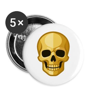 Stilisierte goldene Totenschädelillustration - Buttons groß 56 mm (5er Pack) - Weiß - Vorne