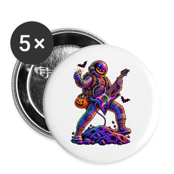 KOSMISCHER ROCKER | Trick oder Riff - Buttons groß 56 mm (5er Pack) - Weiß - Vorne