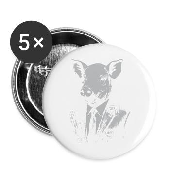 Elegantes Schwein im Anzug - Buttons groß 56 mm (5er Pack) - Weiß - Vorne