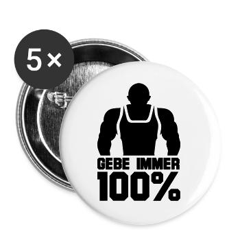 Bodybuilder - Buttons groß 56 mm (5er Pack) - Weiß - Vorne