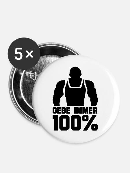 Bodybuilder - Buttons groß 56 mm (5er Pack) - Weiß
