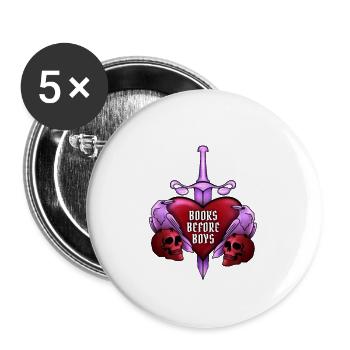 Books Before Boys - Buttons groß 56 mm (5er Pack) - Weiß - Vorne