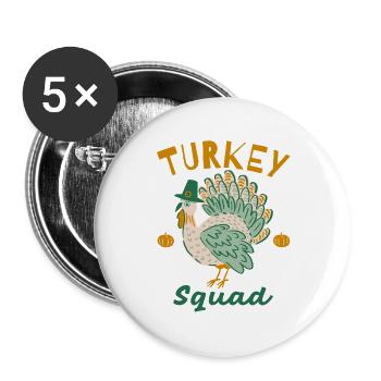 Turkey Squad Herbstdesign - Buttons groß 56 mm (5er Pack) - Weiß - Vorne