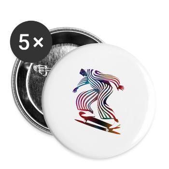 Skateboarder - Buttons groß 56 mm (5er Pack) - Weiß - Vorne