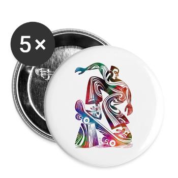 Bunte Skater-Abstraktion - Buttons groß 56 mm (5er Pack) - Weiß - Vorne