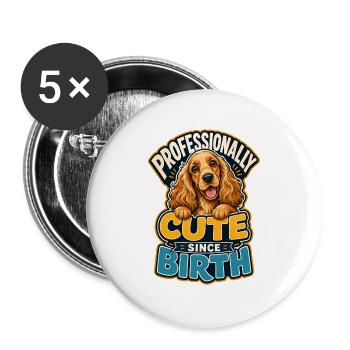 Englischer Cocker Spaniel - Buttons groß 56 mm (5er Pack) - Weiß - Vorne