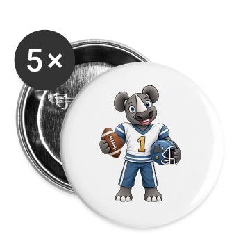 Nashorn Football Fan - Buttons groß 56 mm (5er Pack) - Weiß - Vorne