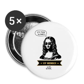 VIP Mona Lisa Party Edition - Buttons groß 56 mm (5er Pack) - Weiß - Vorne