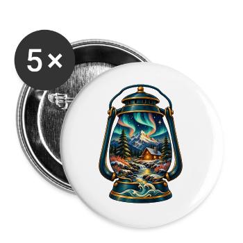 Dawn Refuge – Berge in einer Laterne - Buttons groß 56 mm (5er Pack) - Weiß - Vorne