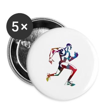 Farbenfroher Läufer - Buttons groß 56 mm (5er Pack) - Weiß - Vorne