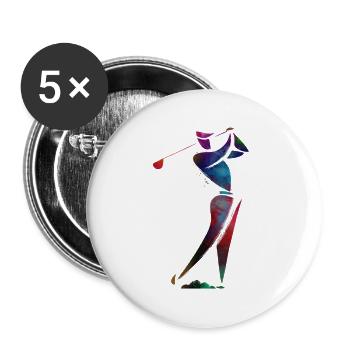 Farbenfroher Golfer in Bewegung - Buttons groß 56 mm (5er Pack) - Weiß - Vorne