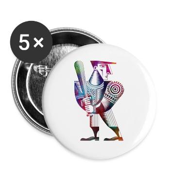 Baseballspieler - Buttons groß 56 mm (5er Pack) - Weiß - Vorne
