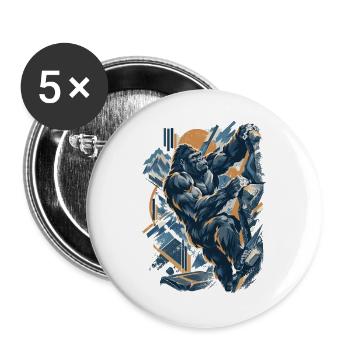 Abstrakt Gorilla Bouldern – Modernes Design - Buttons groß 56 mm (5er Pack) - Weiß - Vorne