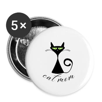 Katze Mama - Buttons groß 56 mm (5er Pack) - Weiß - Vorne