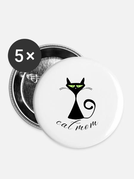 Katze Mama - Buttons groß 56 mm (5er Pack) - Weiß