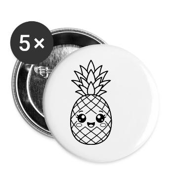 Süßes Kawaii-Ananaskind - Buttons groß 56 mm (5er Pack) - Weiß - Vorne