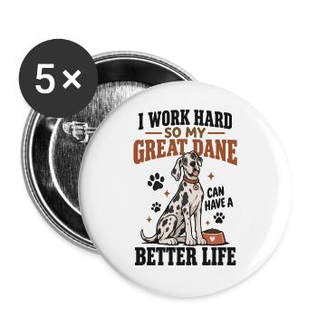 Dogge-Mama Hundeliebhaber Hunde Kunst von Haustiereltern - Buttons groß 56 mm (5er Pack) - Weiß - Vorne