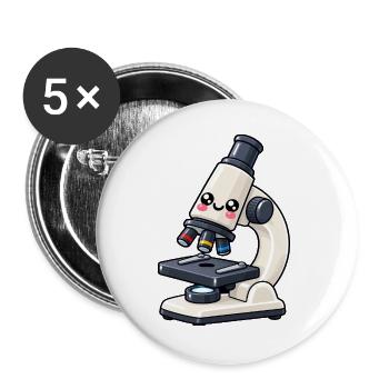 Kawaii Mikroskop Design - Buttons groß 56 mm (5er Pack) - Weiß - Vorne