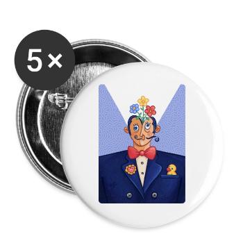 Geblümter Mann im Anzug - Buttons groß 56 mm (5er Pack) - Weiß - Vorne