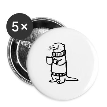 Otter Graphic - Buttons groß 56 mm (5er Pack) - Weiß - Vorne