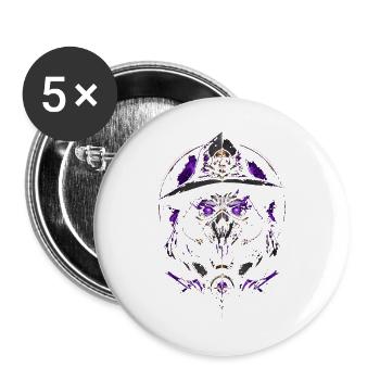 Verzierte lila okkulte dunkle Maske – Halloween - Buttons groß 56 mm (5er Pack) - Weiß - Vorne