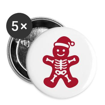 Skelett Lebkuchenmann Icon - Buttons groß 56 mm (5er Pack) - Weiß - Vorne