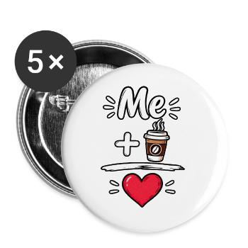 Süßer Kaffeeliebhaber Valentine Aesthetic Heart Brew - Buttons groß 56 mm (5er Pack) - Weiß - Vorne