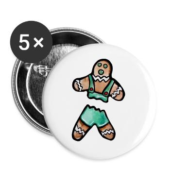 Lebkuchen-Bayerisches Outfit - Buttons groß 56 mm (5er Pack) - Weiß - Vorne