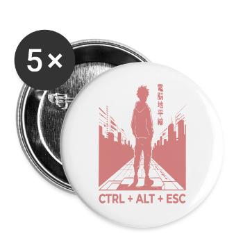 Ctrl Alt Escape Streetwear Silhouette - Buttons groß 56 mm (5er Pack) - Weiß - Vorne