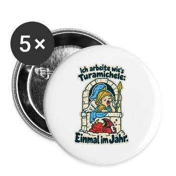 Turamichele Einmal im Jahr - Buttons groß 56 mm (5er Pack) - Weiß - Vorne