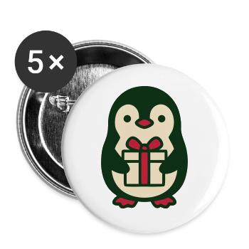 Pinguin Geschenk Clipart - Buttons groß 56 mm (5er Pack) - Weiß - Vorne