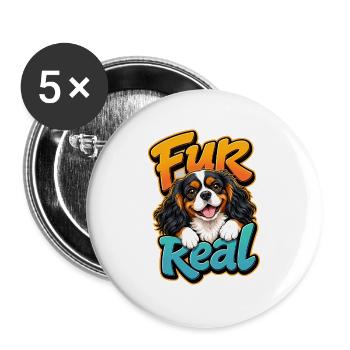 Kavallerier King Charles Spaniel - Buttons groß 56 mm (5er Pack) - Weiß - Vorne