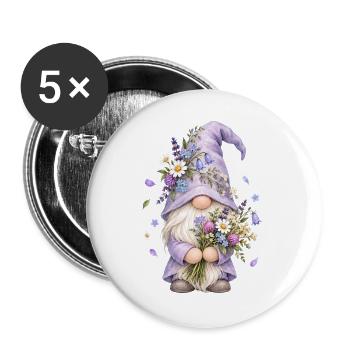 Süße Zwerge unter den Gnomen - Buttons groß 56 mm (5er Pack) - Weiß - Vorne