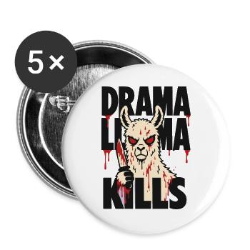 Horror-Lama mit Messer – Drama Llama Kills - Buttons groß 56 mm (5er Pack) - Weiß - Vorne
